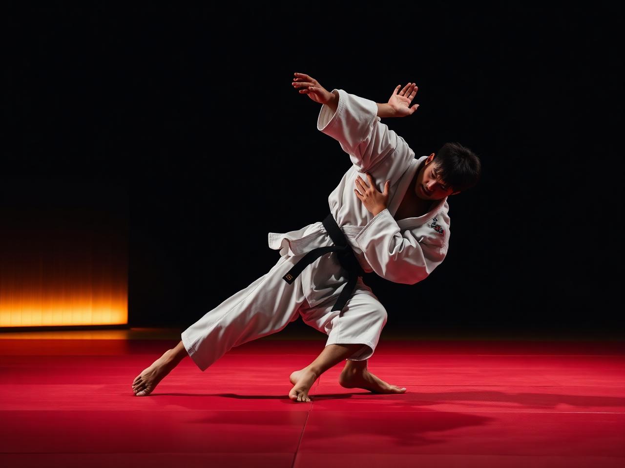 Projection d'ippon lors d'un randori au dojo